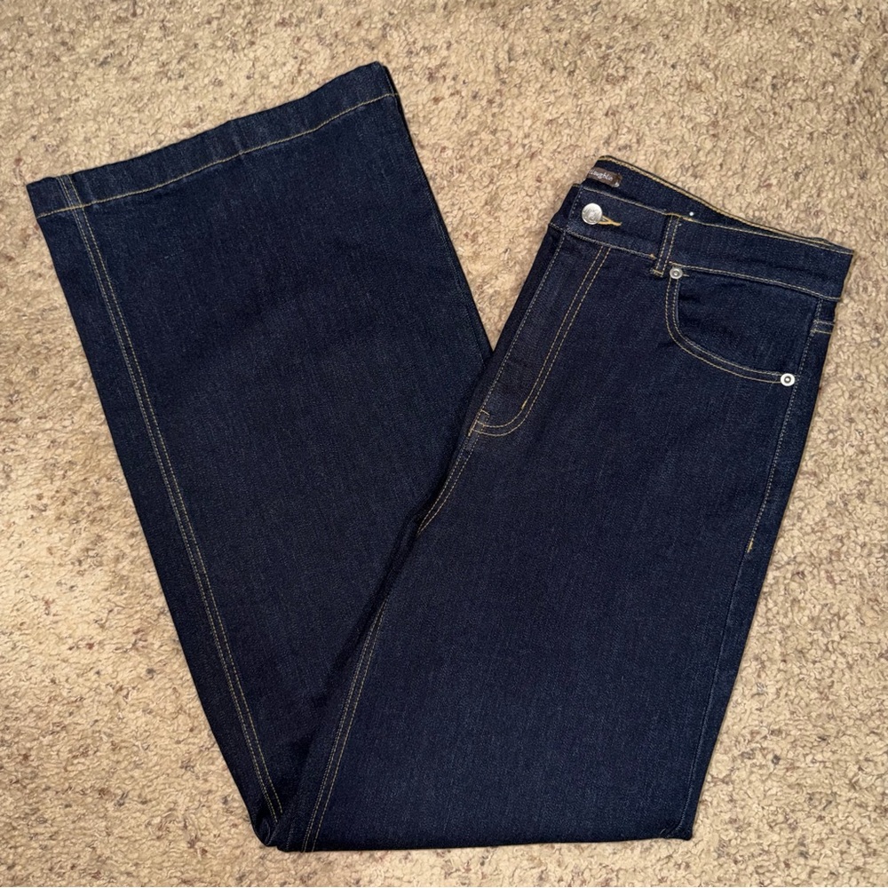 J. MCLAUGHLIN NWOT LOWDEN HIGH WAISTED DARK BLUE WIDE LEG DENIM JEANS / SIZE 12 - Picture 3 of 7